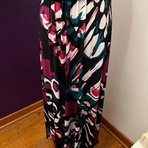 Express | Colorful Maxi Halter Dress | Black, Pink, Purple, Blue | L - Picture 4 of 9
